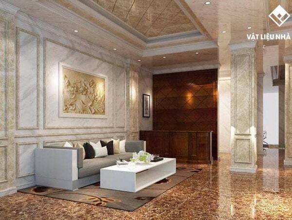 tấm pvc vân đá phòng khách