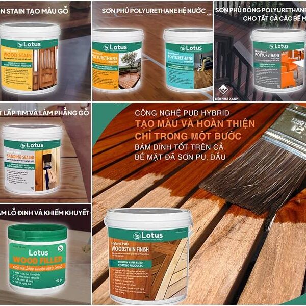 Giá Sơn PU Gỗ Gốc Nước Lotus - Sơn Phủ Bóng Gỗ Acrylic 29 gia son PU go goc nuoc 10