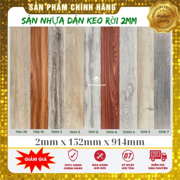 Sàn Nhựa Dán Keo 2mm Vân Gỗ NC