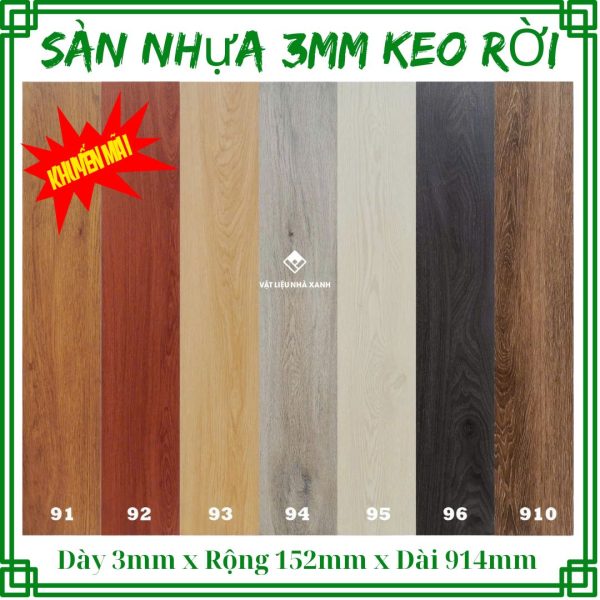 Sàn Nhựa Dán Keo Riêng Giả Gỗ 3mm TA