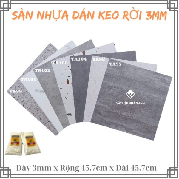 Sàn Nhựa Giả Đá Dán Keo Rời 3mm TA